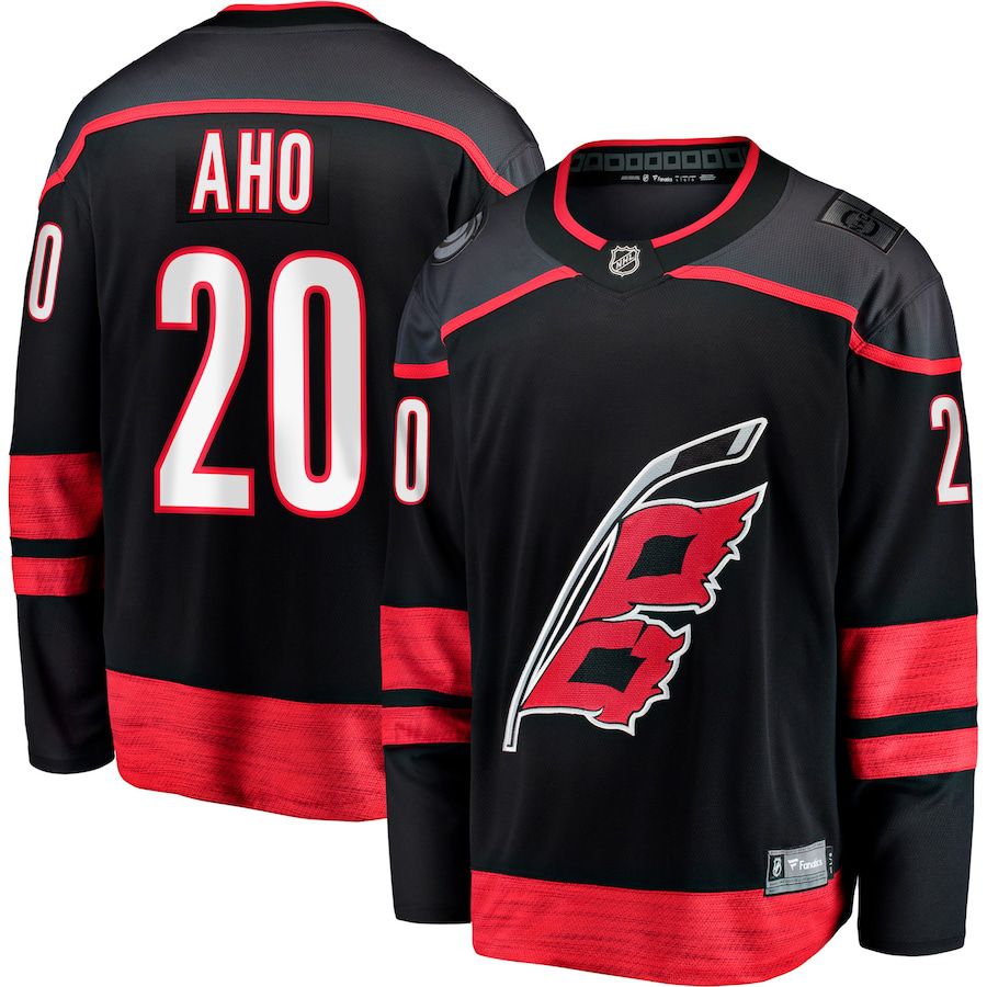 Men Carolina Hurricanes #20 Sebastian Aho Fanatics Branded Black Home Premier Breakaway Player NHL Jersey